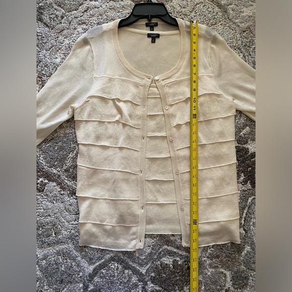 Talbots Women's Neutral 2 Piece Cami Cardigan Set Size Large Elegant Classic - Picture 7 of 8